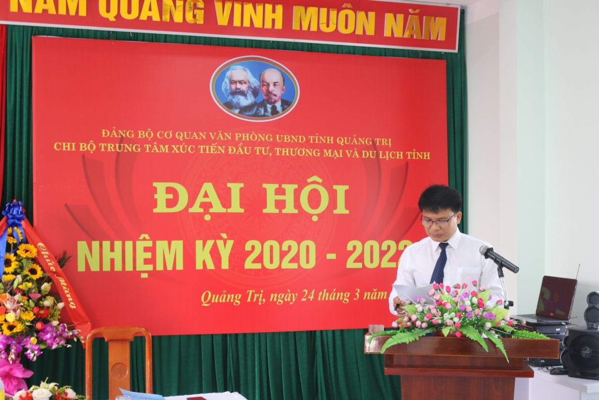 Đại hội Chi bộ Trung tâm Xúc tiến Đầu tư, Thương mại và Du lịch tỉnh Quảng Trị lần thứ I